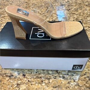 Dolce Vita Clear and Tan Heeled Sandals